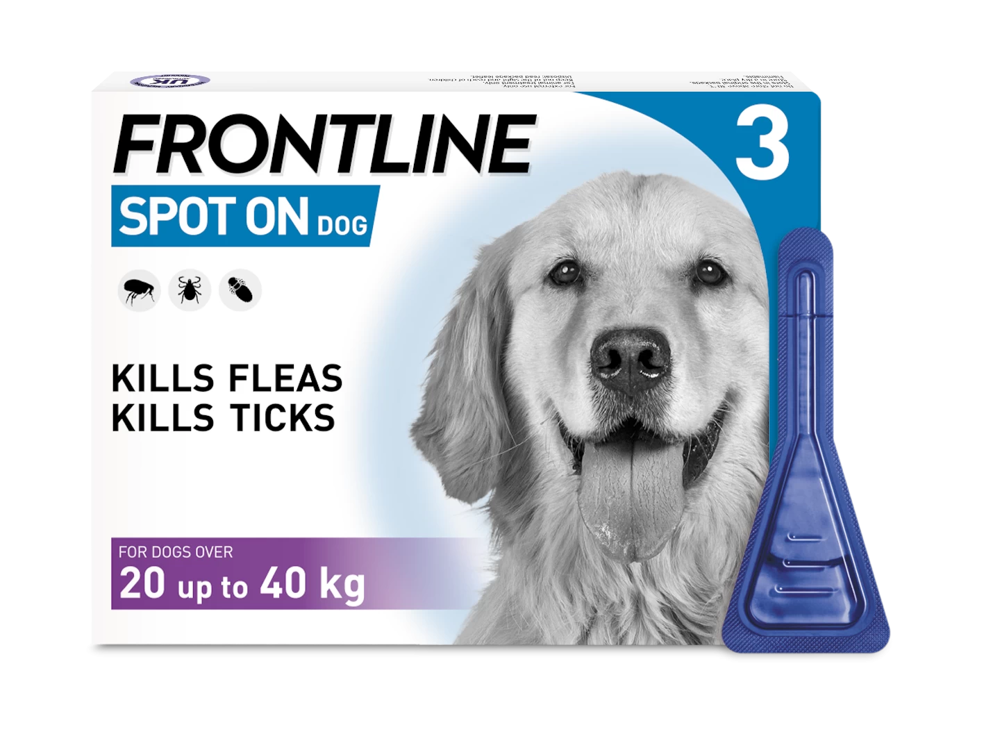 Frontline Spot-On Flea & Tick Treatment Dog 20-40kg - 3 Pack 3 Frontline Spot-On Flea & Tick Treatment Dog 20-40kg - 3 Pack
