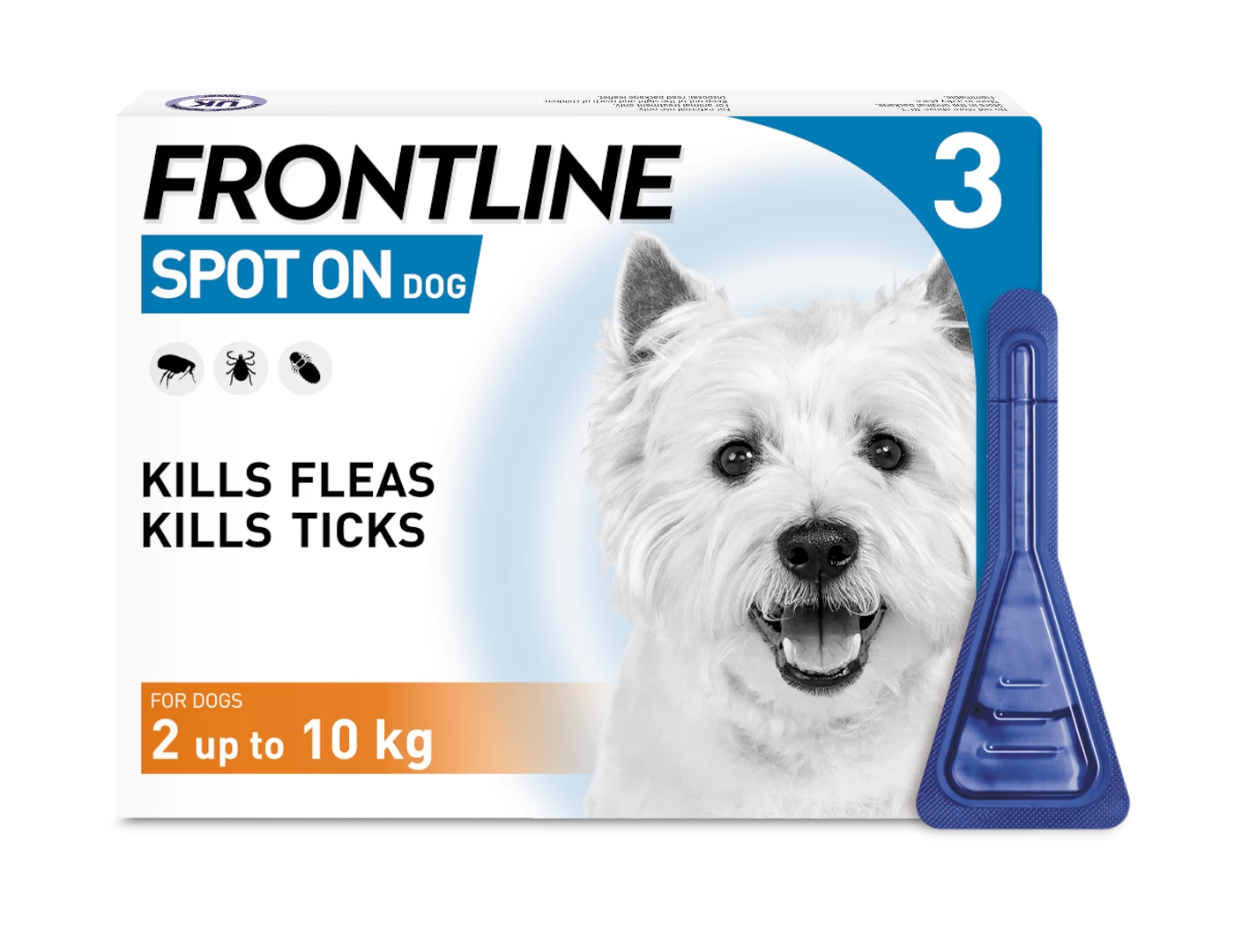 Frontline Spot-On Flea & Tick Treatment Dog 2 -10 Kg - 3 Pack 3 Frontline Spot-On Flea & Tick Treatment Dog 2 -10 Kg - 3 Pack